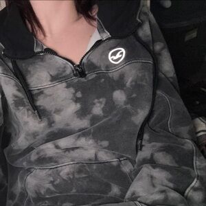 Hollister Gray Tie-Dye Quarter Zip Sweatshirt